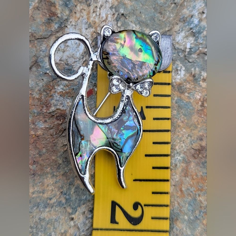 Abalone Shell Cat Brooch‎ - Picture 7 of 7